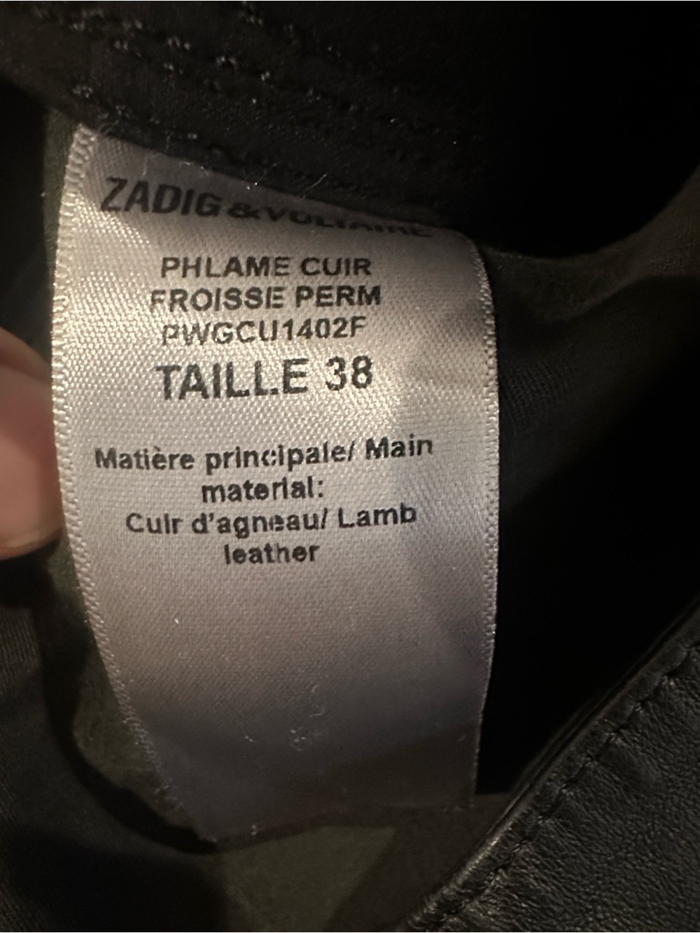 $900 Zadig & Voltaire Phlame Cuir Frosse Leather Pants Noir Black NWT FR 38 US 6 - Picture 3 of 6